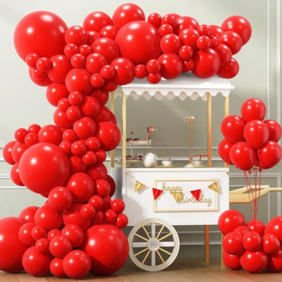 150 Red Latex Balloons in 18, 12, 10, 5 Inch for Party and Arch Decor