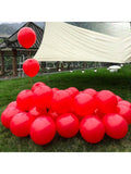 100PCS Matte Red 12 Inch Latex Balloons Thick Helium Ready with Ribbons