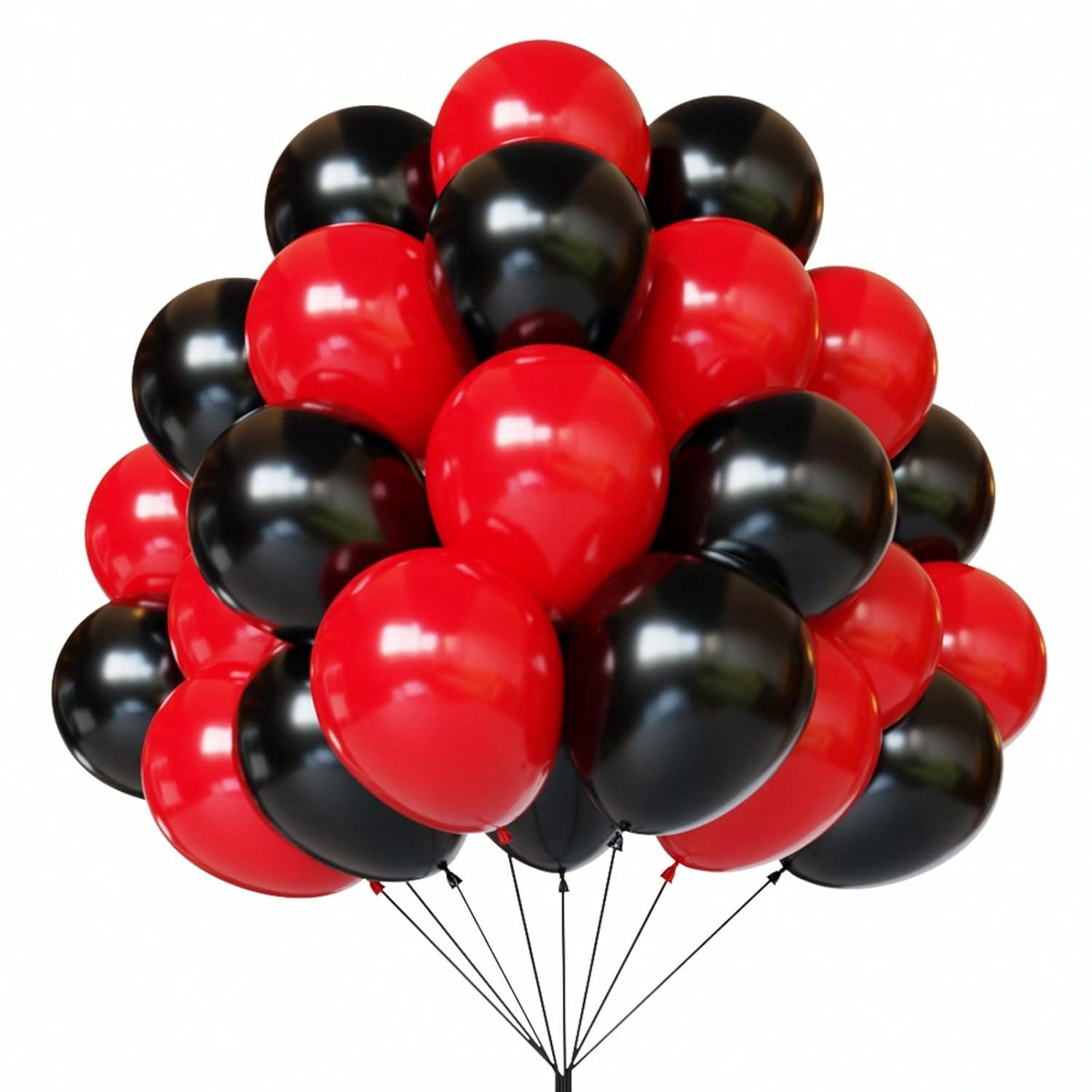 67 Pc Red and Black 12 Inch Latex Balloons for Birthday Graduation and Party Decor