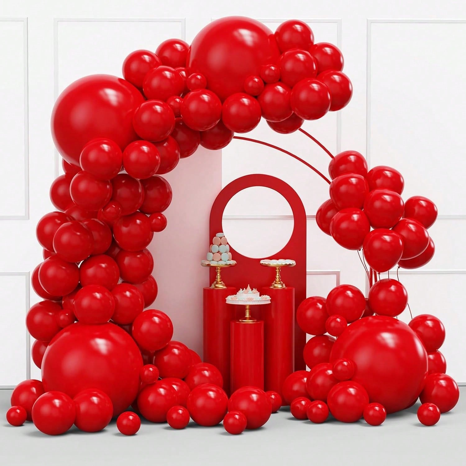 114 Pc Red Latex Balloon Garland Kit in Various Sizes for Birthday Wedding and Party