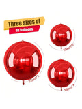 12pcs Metallic Red Round Foil Balloons 22, 15 & 10in for Parties