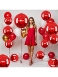 12pcs Metallic Red Round Foil Balloons 22, 15 & 10in for Parties