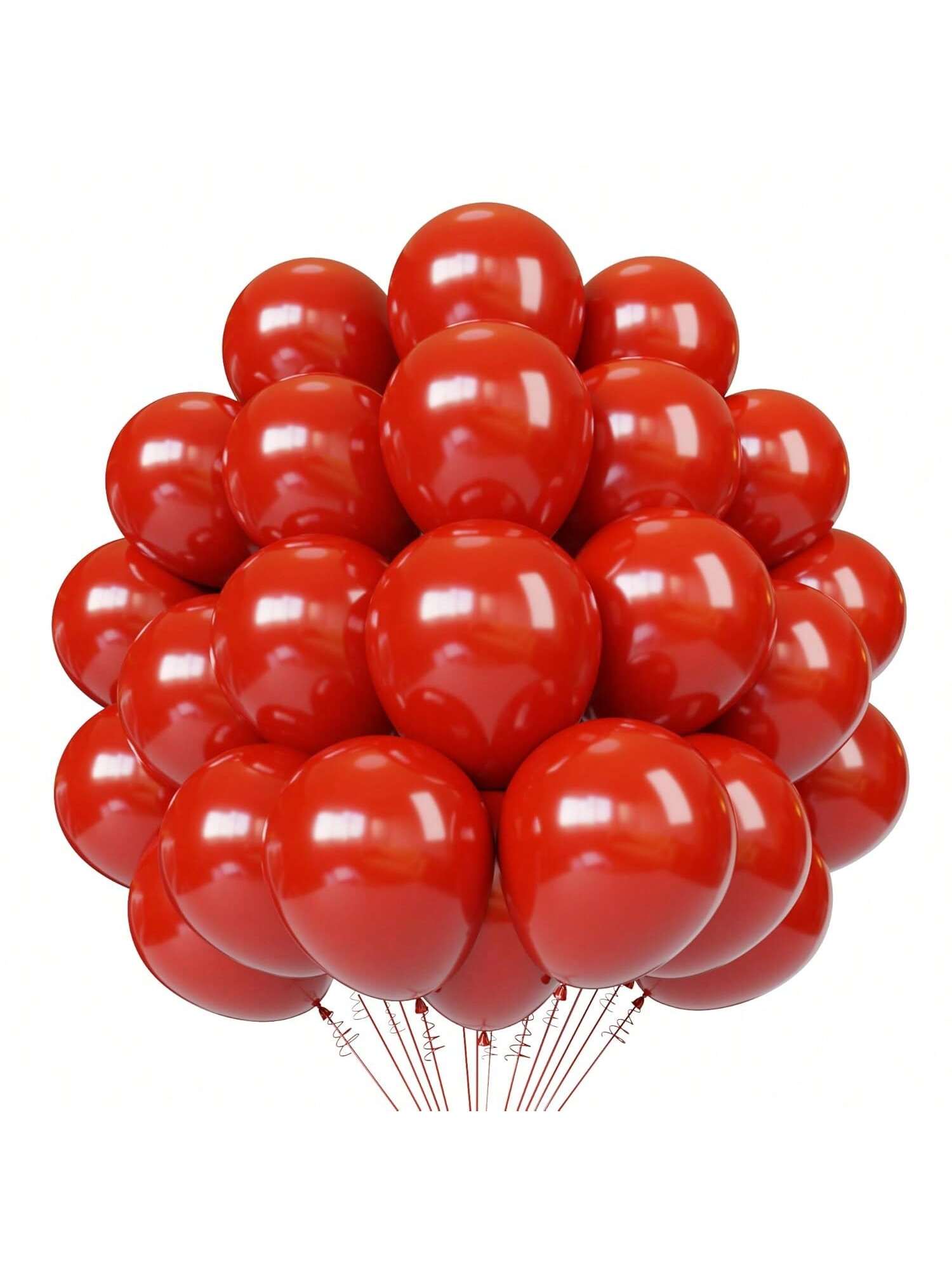 55 Pc 12 Inch Red Latex Balloons with Ribbon for Birthday Graduation and Party Decor