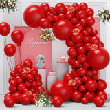 130-Piece Red Latex Balloon Arch Kit for Birthday, Wedding, and Party Decor