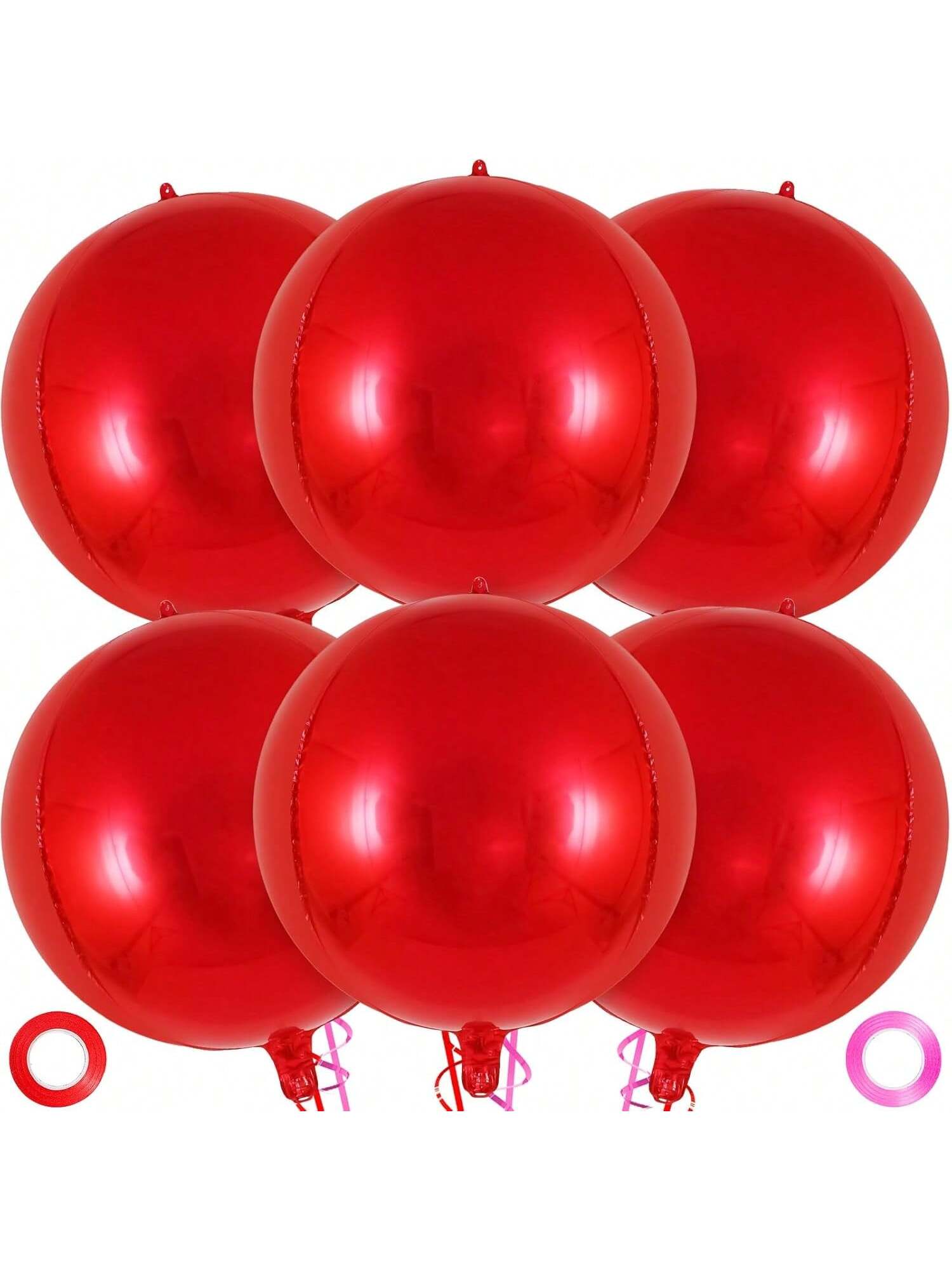 6 Pc 22 Inch Metallic Red Foil Balloons for Birthday Graduation and Party Decor