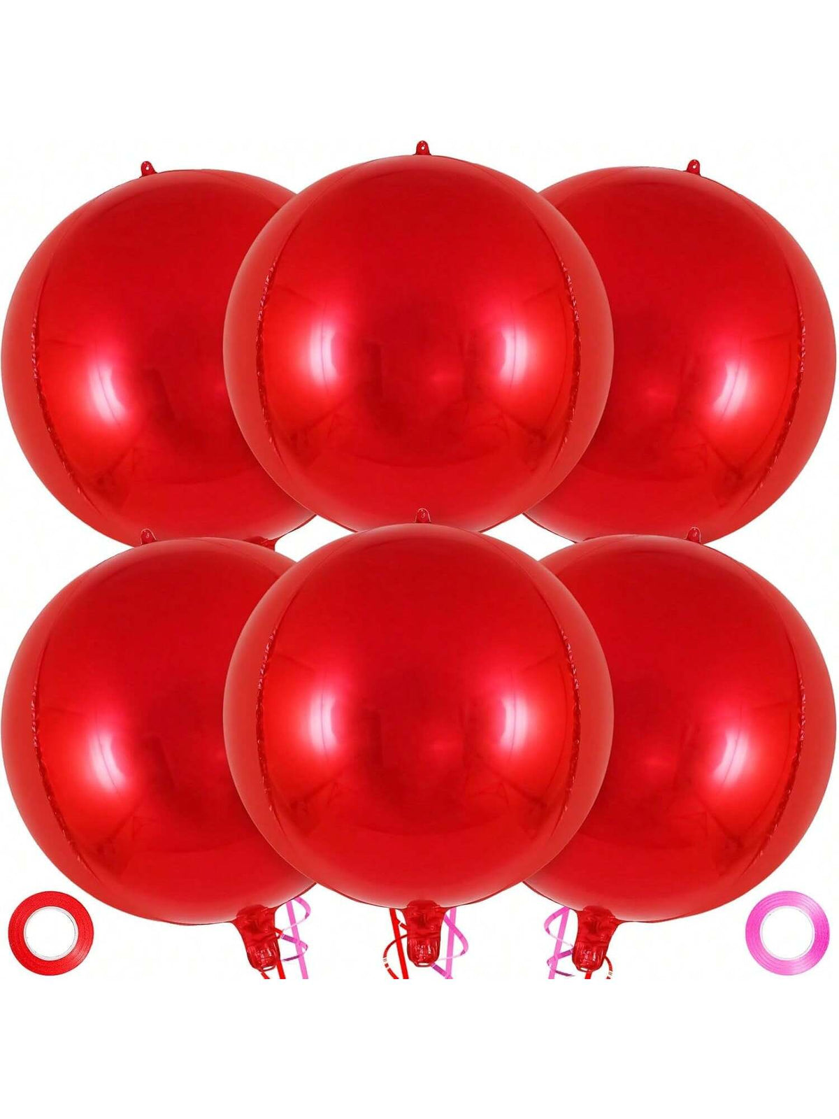 6 Pc 22 Inch Metallic Red Foil Balloons for Birthday Graduation and Party Decor