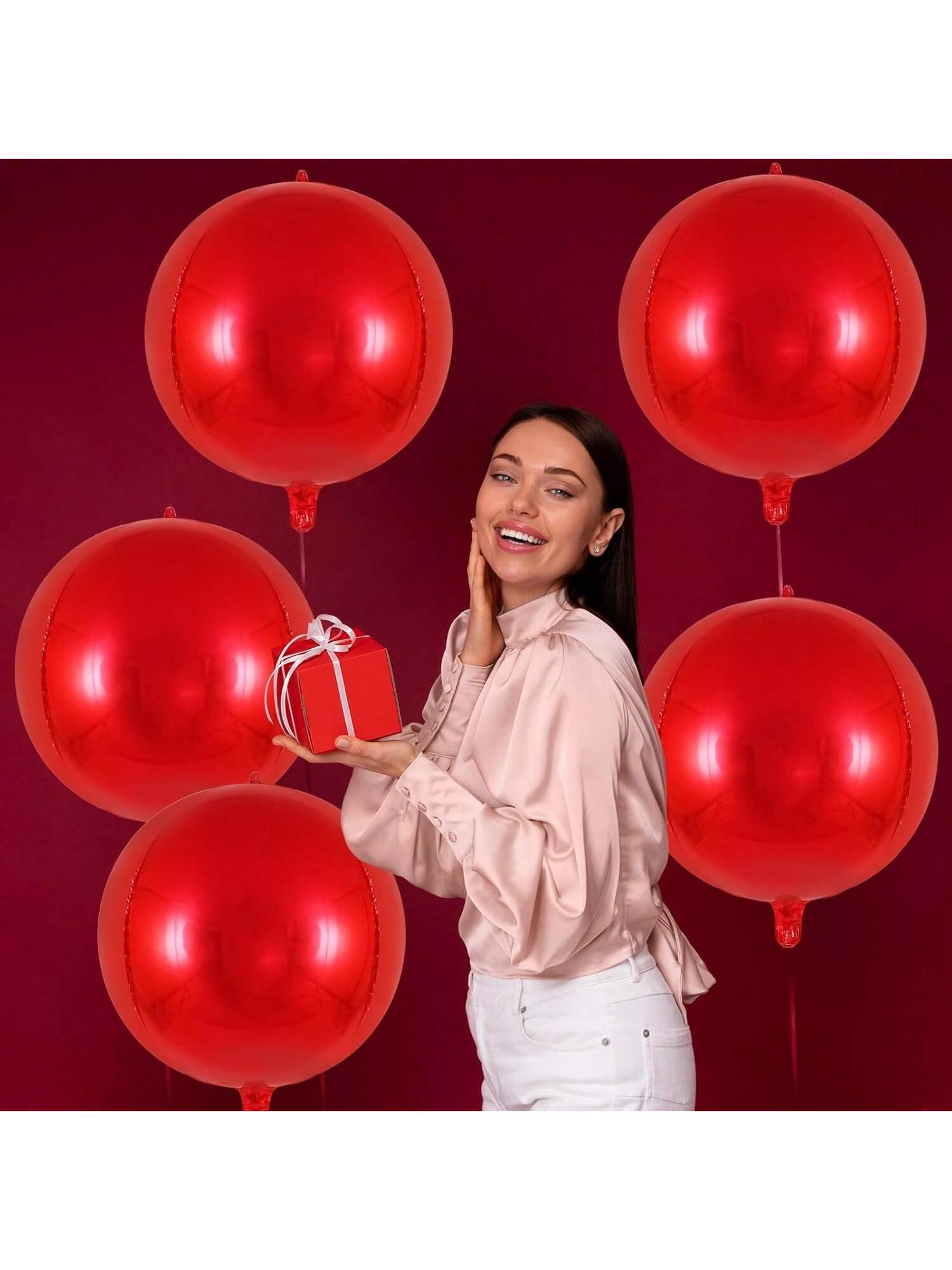 6 Pc 22 Inch Metallic Red Foil Balloons for Birthday Graduation and Party Decor