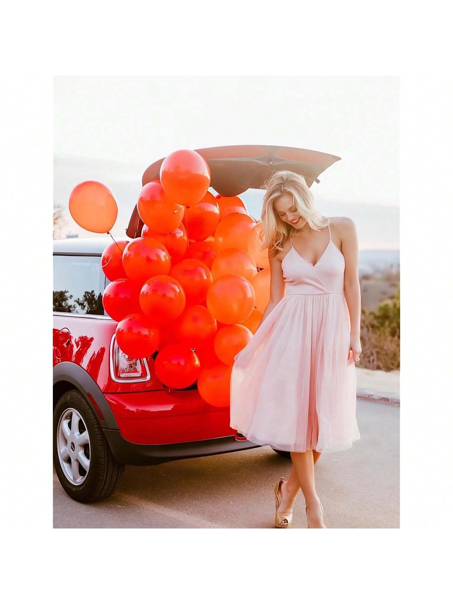 12" Red Latex Balloons with Ribbons Shiny Finish Party Birthday Wedding Decor