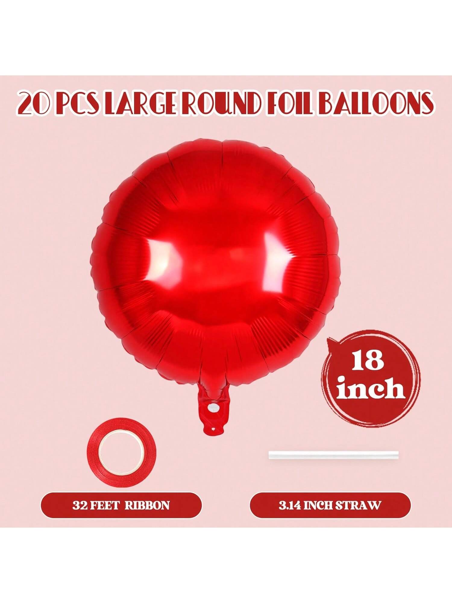 20PCS 18" Red Round Foil Balloons Helium Birthday Wedding Party Decor
