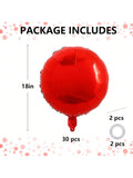 30PCS 18 Inch Large Red Foil Balloons for Birthday Wedding Baby Shower Decor