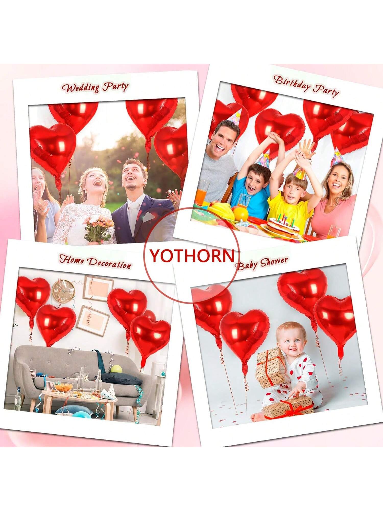 12 Pc 18 Inch Red Heart Foil Balloons for Valentine Birthday Wedding and Baby Shower