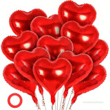 12 Pc 18 Inch Red Heart Foil Balloons for Valentine Birthday Wedding and Baby Shower