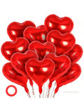 12 Pc 18 Inch Red Heart Foil Balloons for Valentine Birthday Wedding and Baby Shower