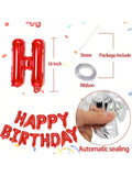 16 Inch Red Happy Birthday Foil Banner for Party Decorations and Photo Booth
