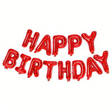 16 Inch Red Happy Birthday Foil Banner for Party Decorations and Photo Booth