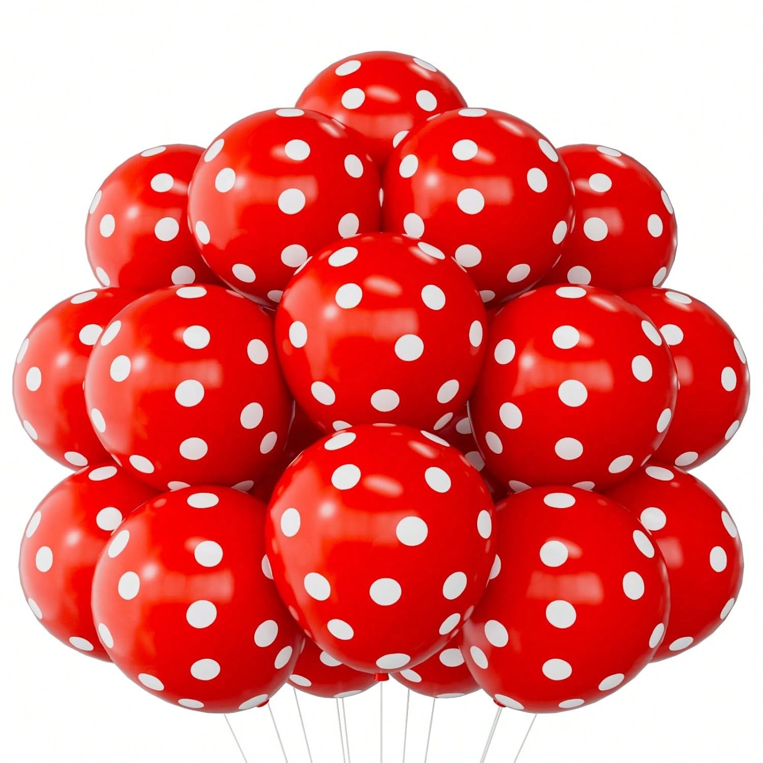 60PCS 12" Red Polka Dot Latex Balloons Helium Birthday Party Decor
