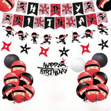 Red and Black Warrior Birthday Party Decorations for Boys with Banner and Toppers