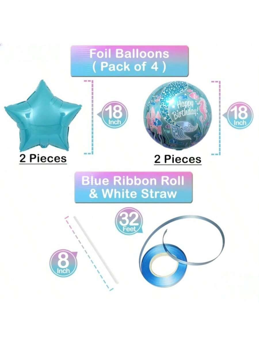 Mermaid 5th Birthday Party Decorations for Girls with Balloons and Supplies