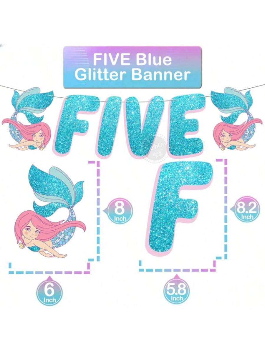 Mermaid 5th Birthday Party Decorations for Girls with Balloons and Supplies