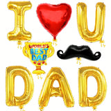I Love U Dad Balloons 32in 8pcs Gold Fathers Day Party Decor