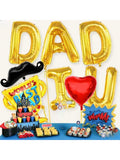 I Love U Dad Balloons 32in 8pcs Gold Fathers Day Party Decor