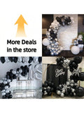 60PCS Black Silver Confetti 12 Inch Latex Balloons Birthday Wedding Party Decor
