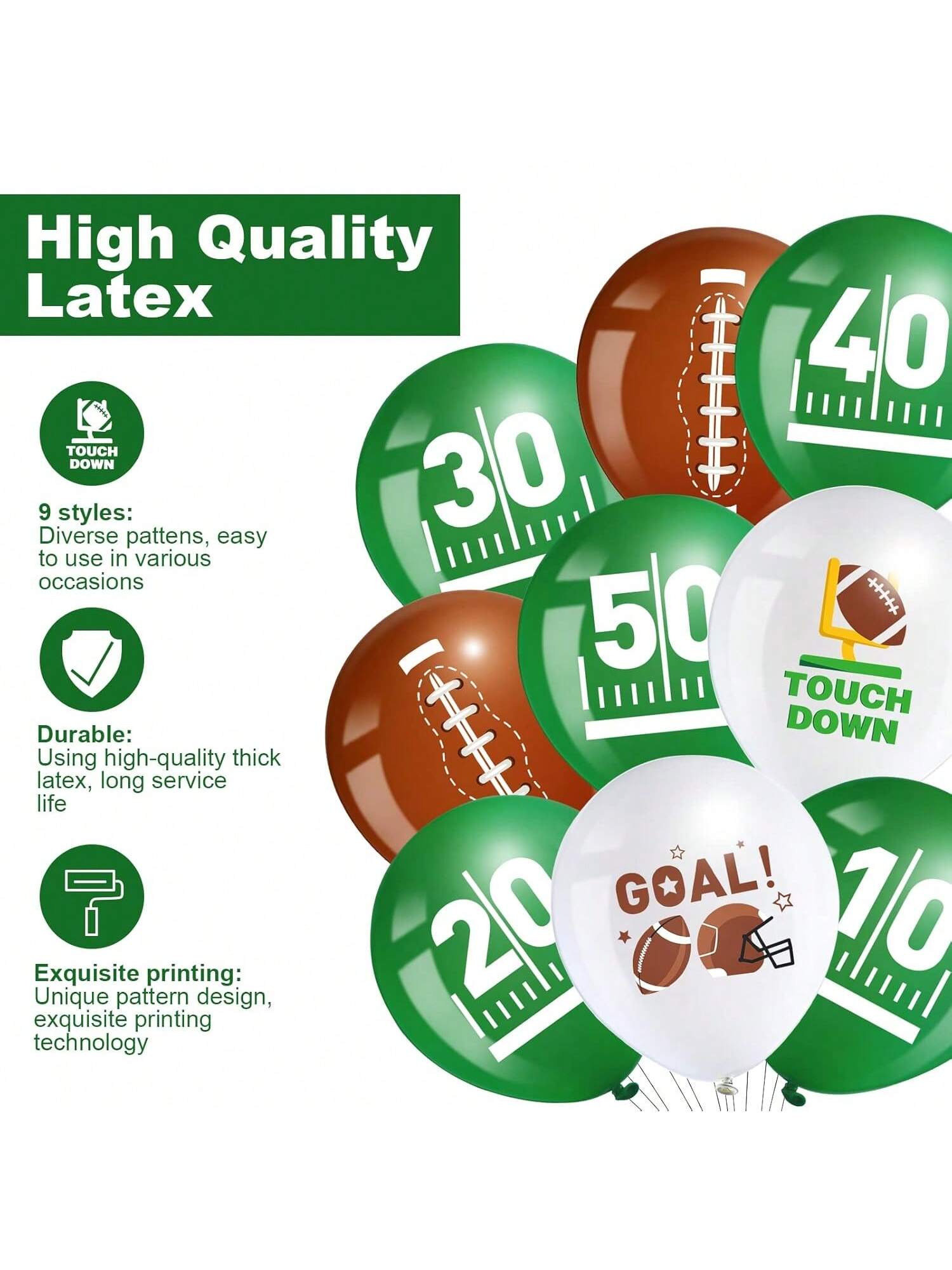 45-Piece Football Latex Balloons for Sports Party and Birthday Decor