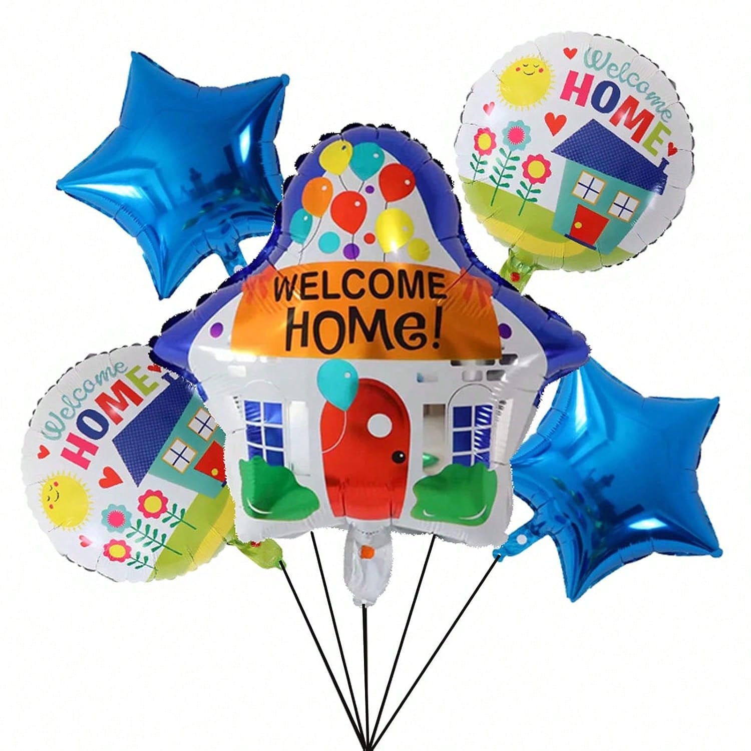 5PCS Welcome Home Foil Balloons with House Shaped Party Decor