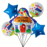 5PCS Welcome Home Foil Balloons with House Shaped Party Decor