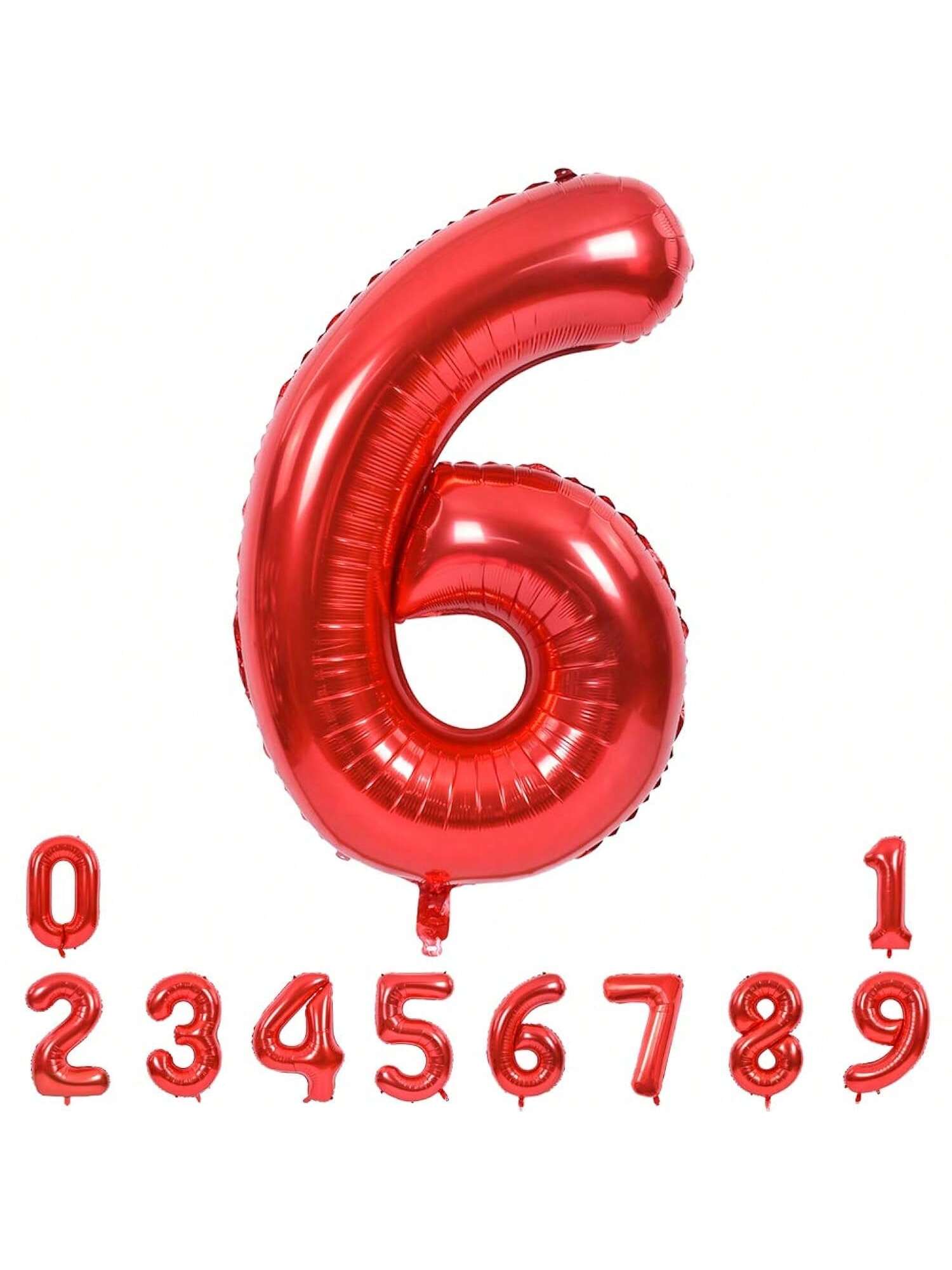 40 Inch Red Number 6 Foil Balloon Jumbo Birthday Anniversary Party Decor