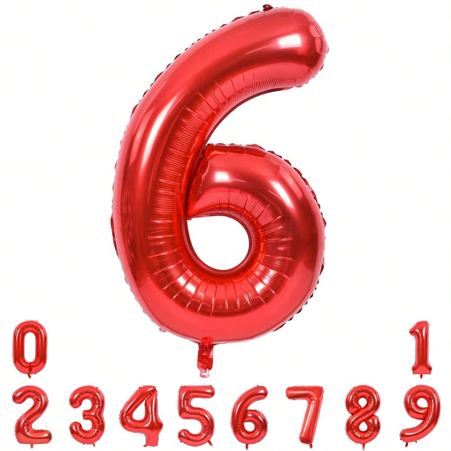 40 Inch Red Number 6 Foil Balloon Jumbo Birthday Anniversary Party Decor