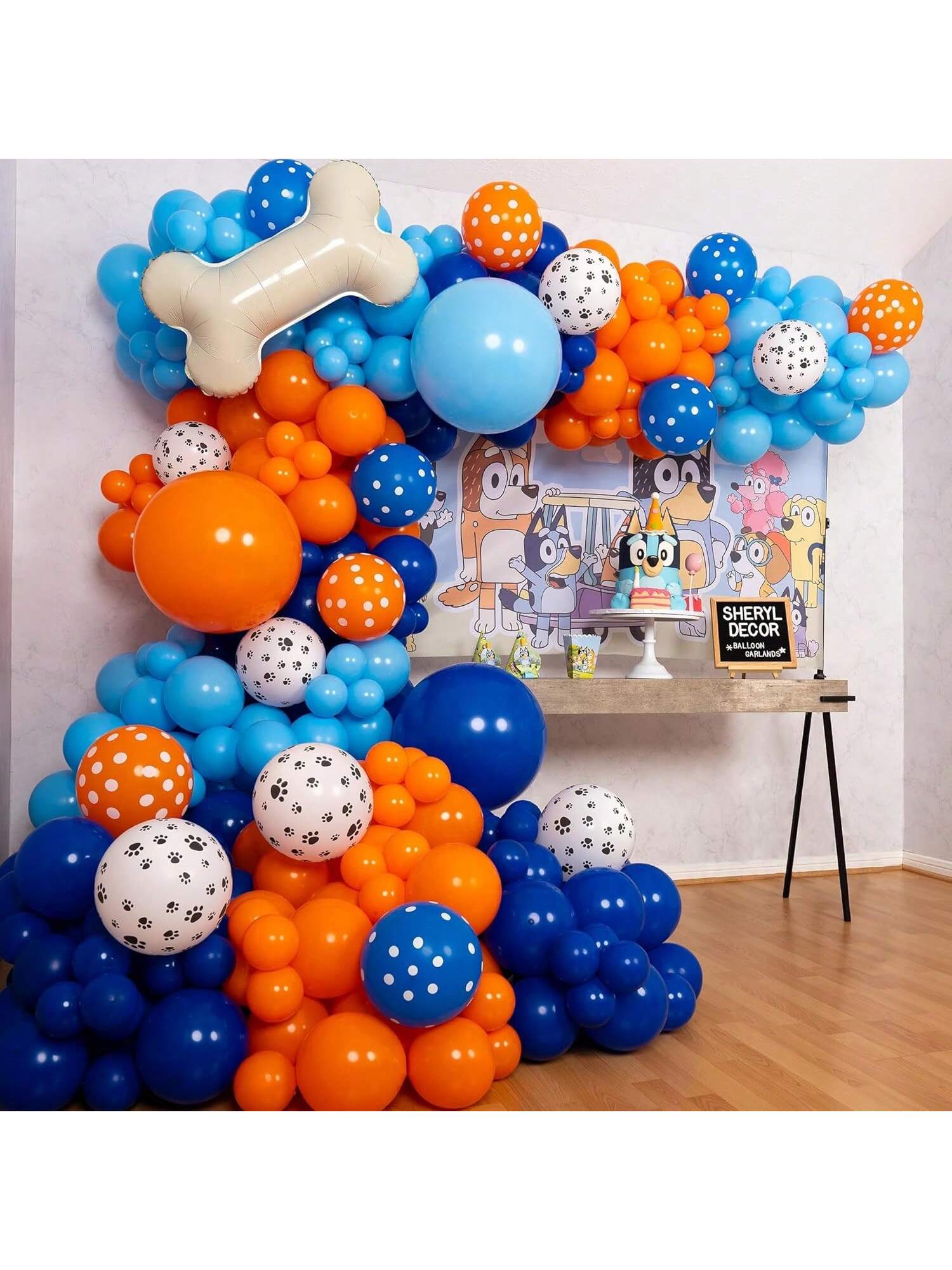 All-in-1 Balloon Arch Kit Blue Orange Birthday Party Decorations