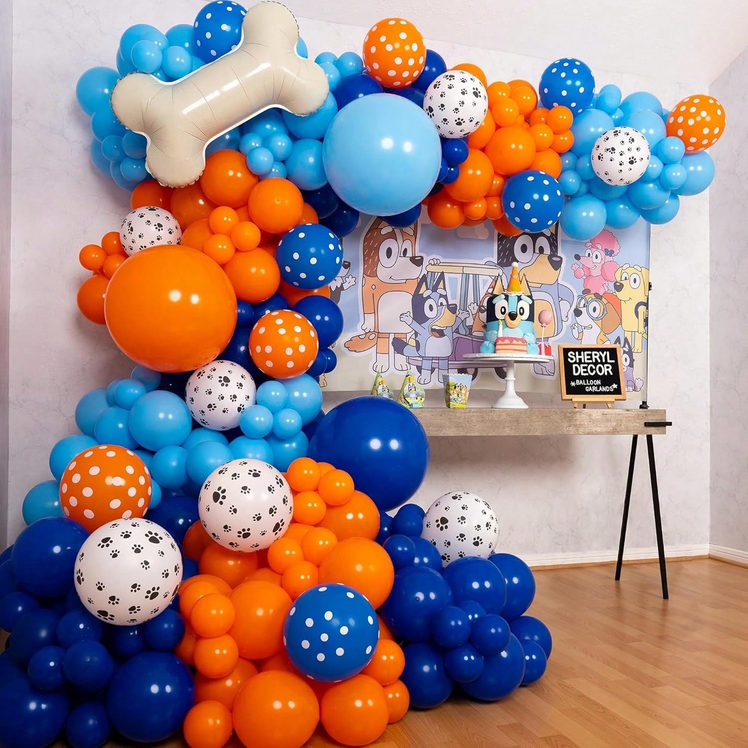 All-in-1 Balloon Arch Kit Blue Orange Birthday Party Decorations