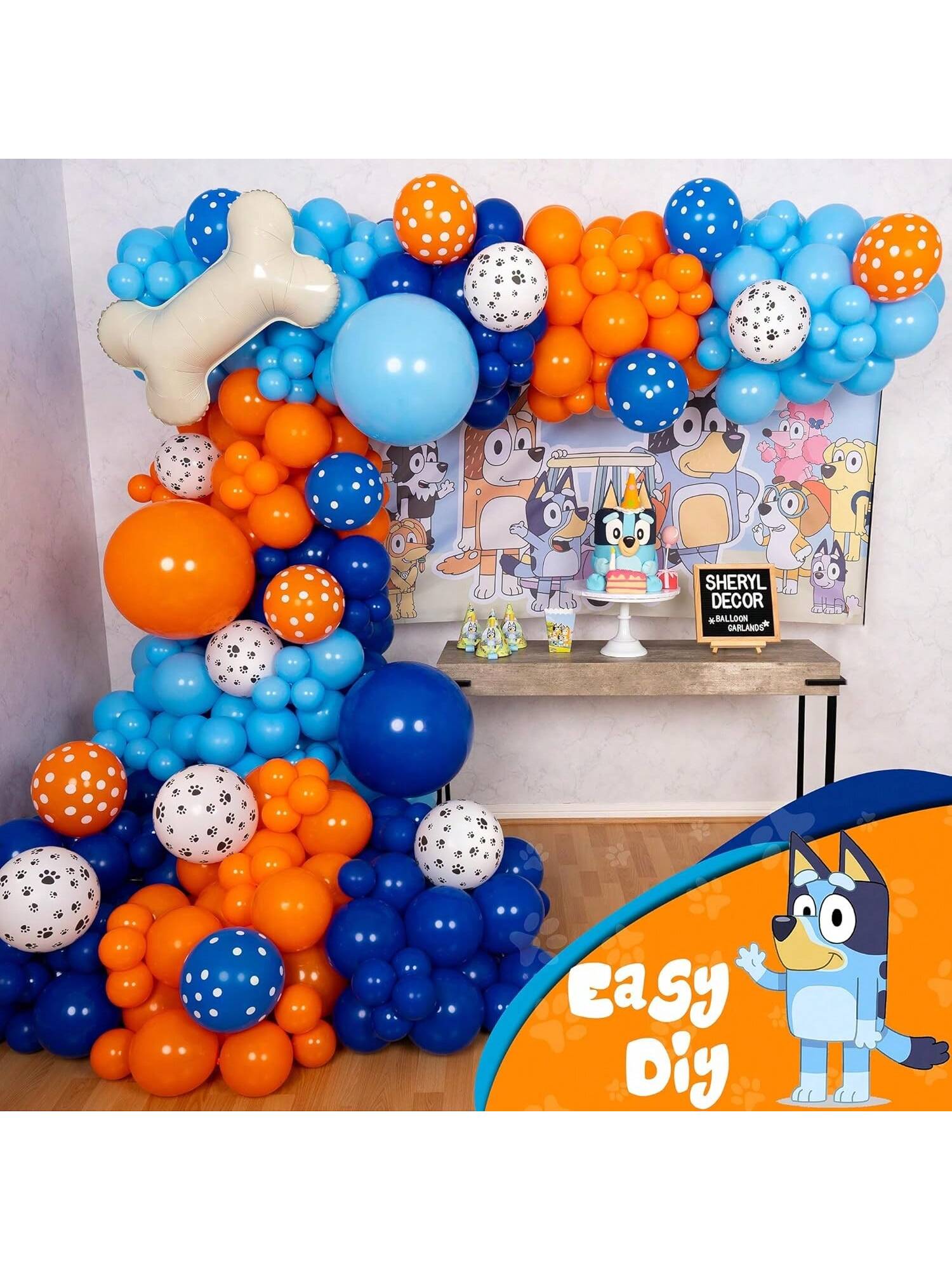 All-in-1 Balloon Arch Kit Blue Orange Birthday Party Decorations