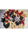 Red & Black Party Decorations Set Balloons & Gold Curtain Decor