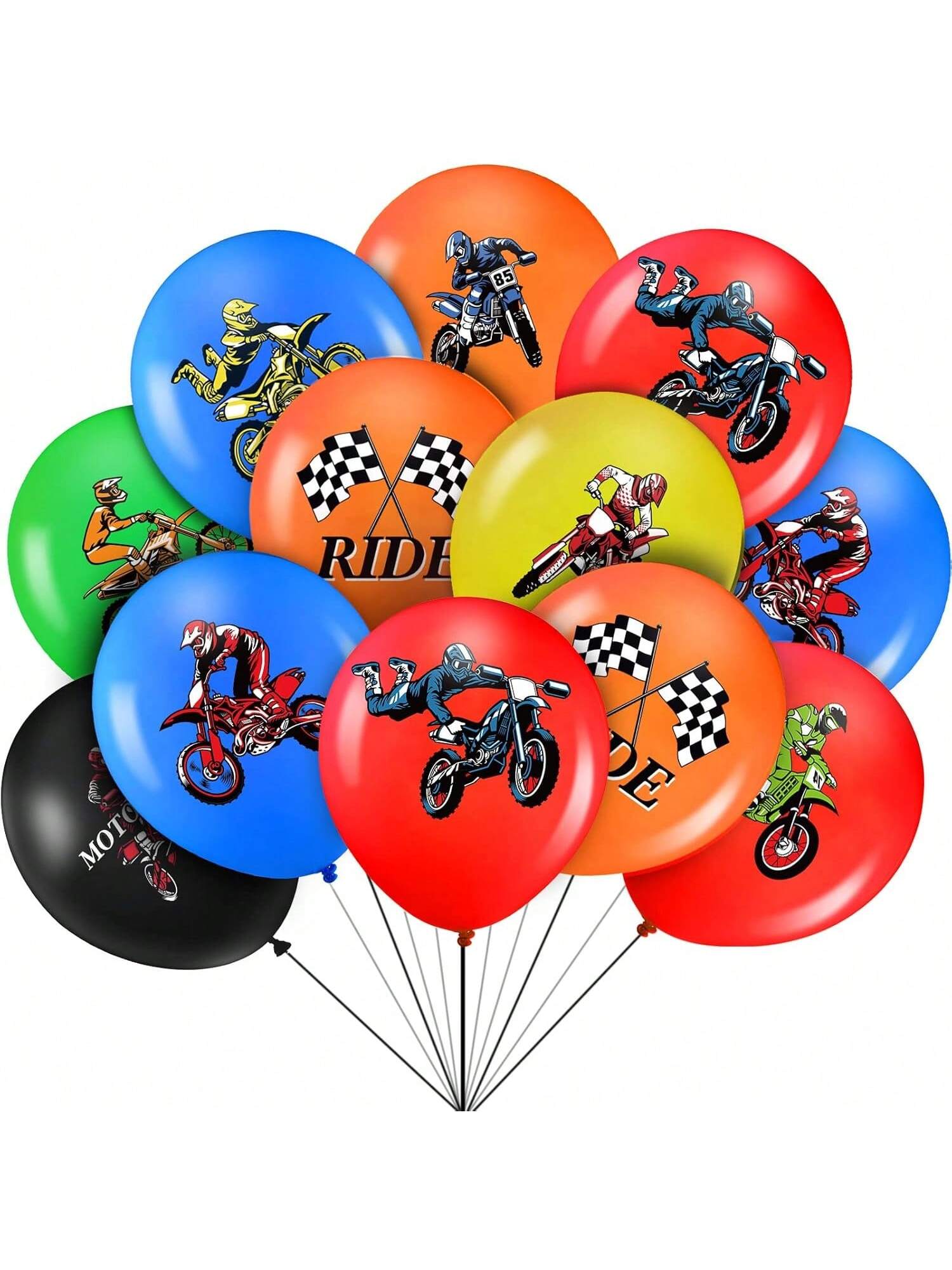 36pcs Dirt Bike Party Decorations Balloons & Checkered Flag for Motocross Birthday