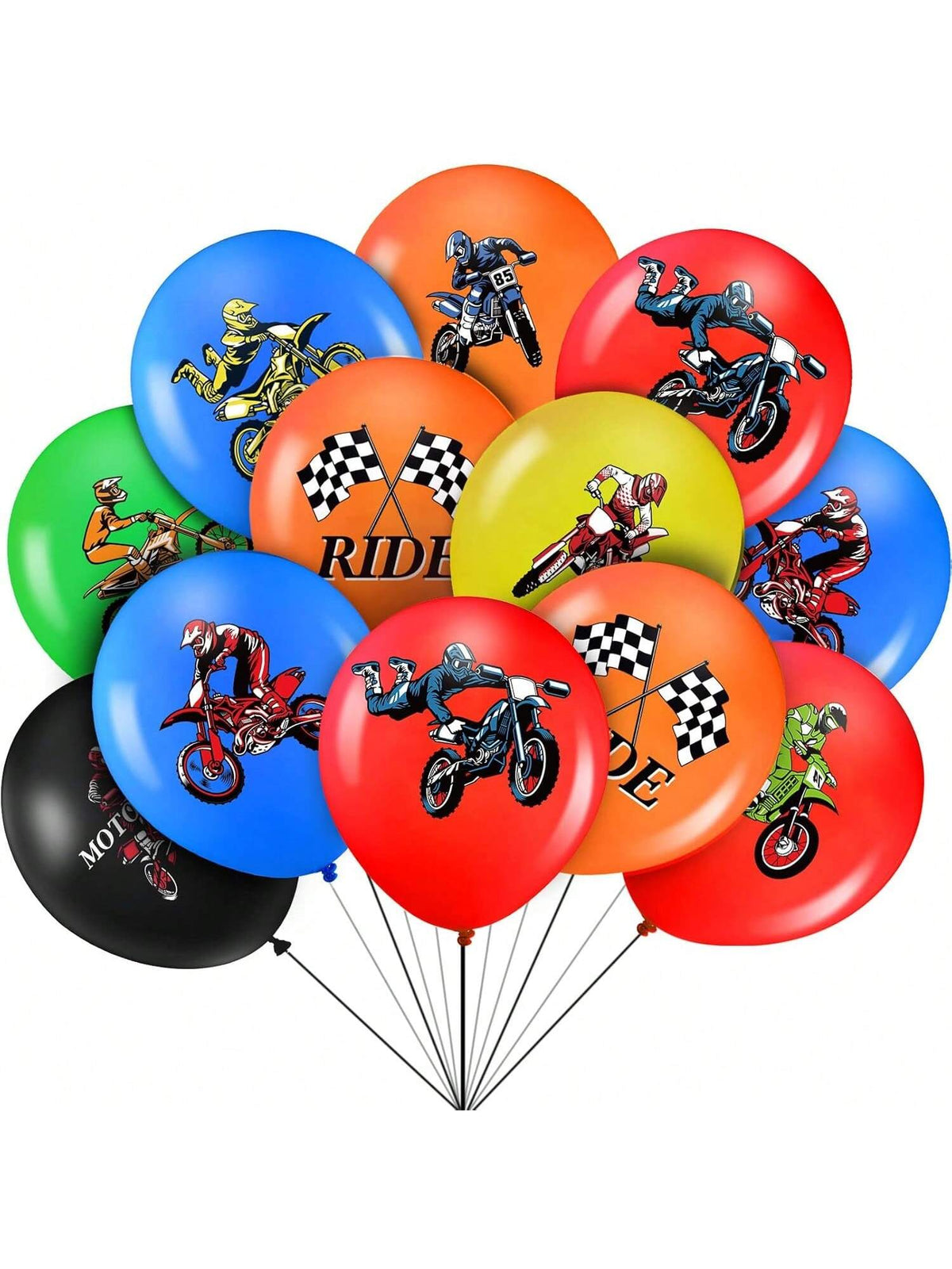 36pcs Dirt Bike Party Decorations Balloons & Checkered Flag for Motocross Birthday