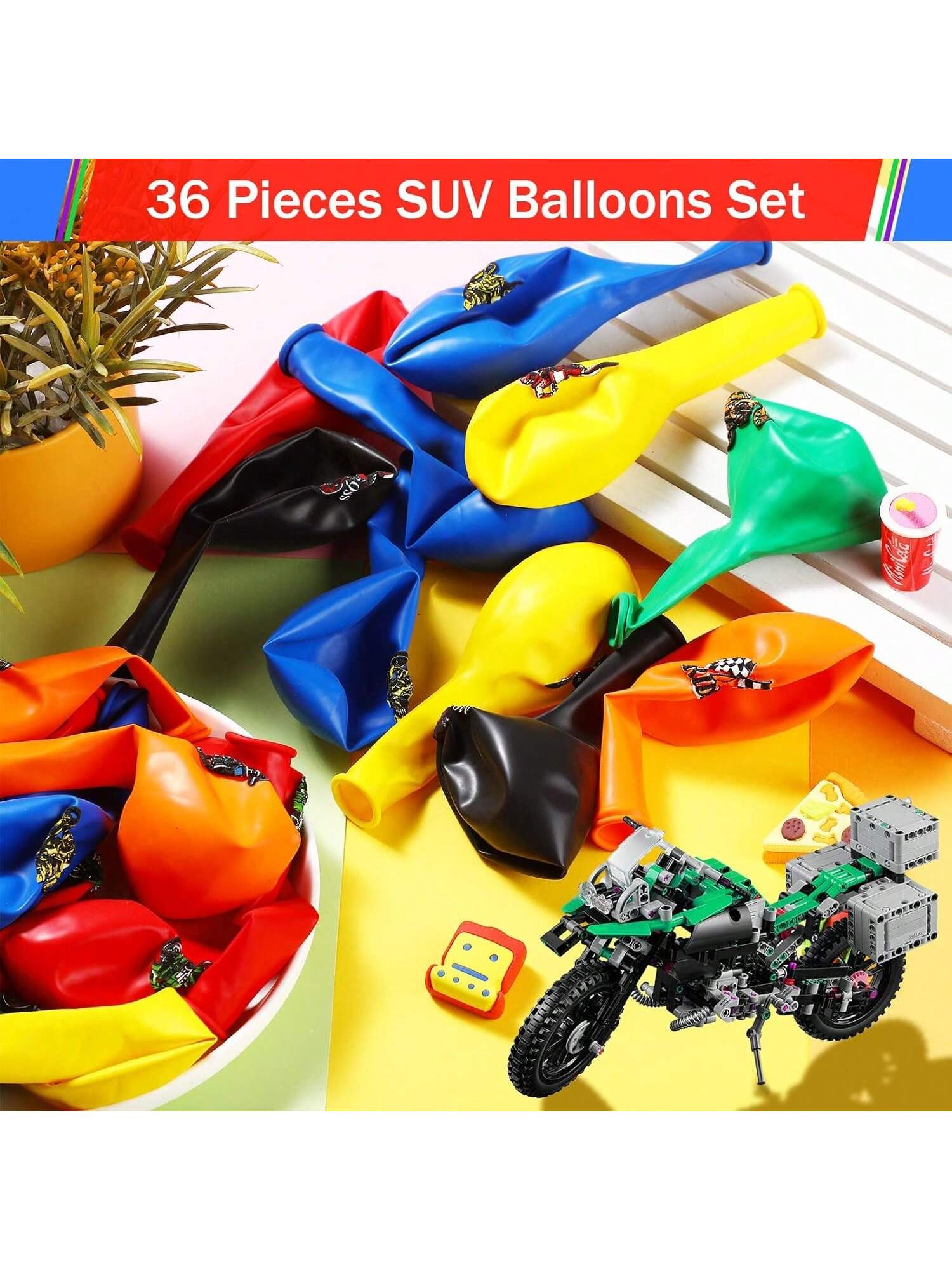 36pcs Dirt Bike Party Decorations Balloons & Checkered Flag for Motocross Birthday