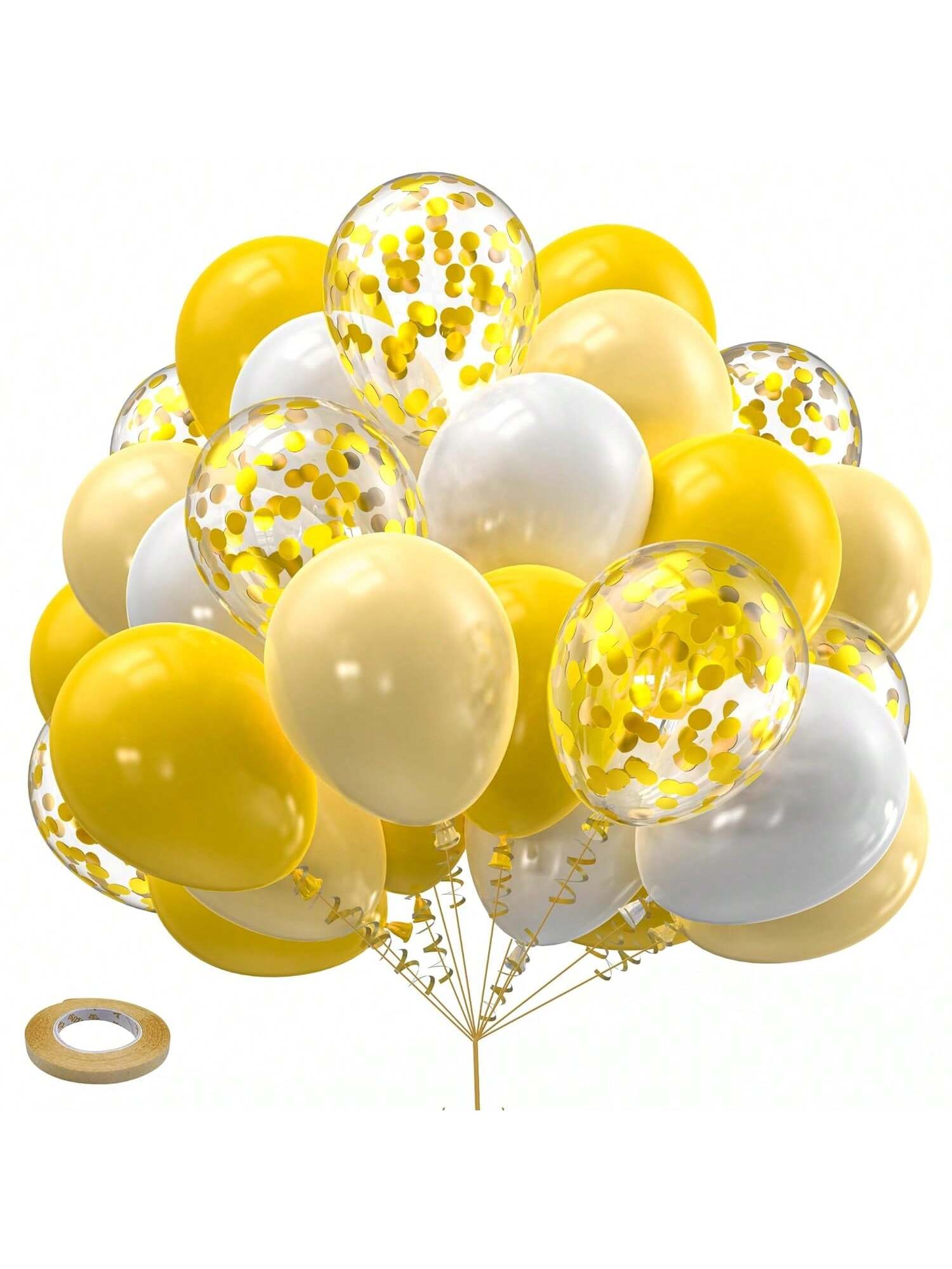 60PCS Yellow White Confetti 12 Inch Balloons Sunflower Party Decor