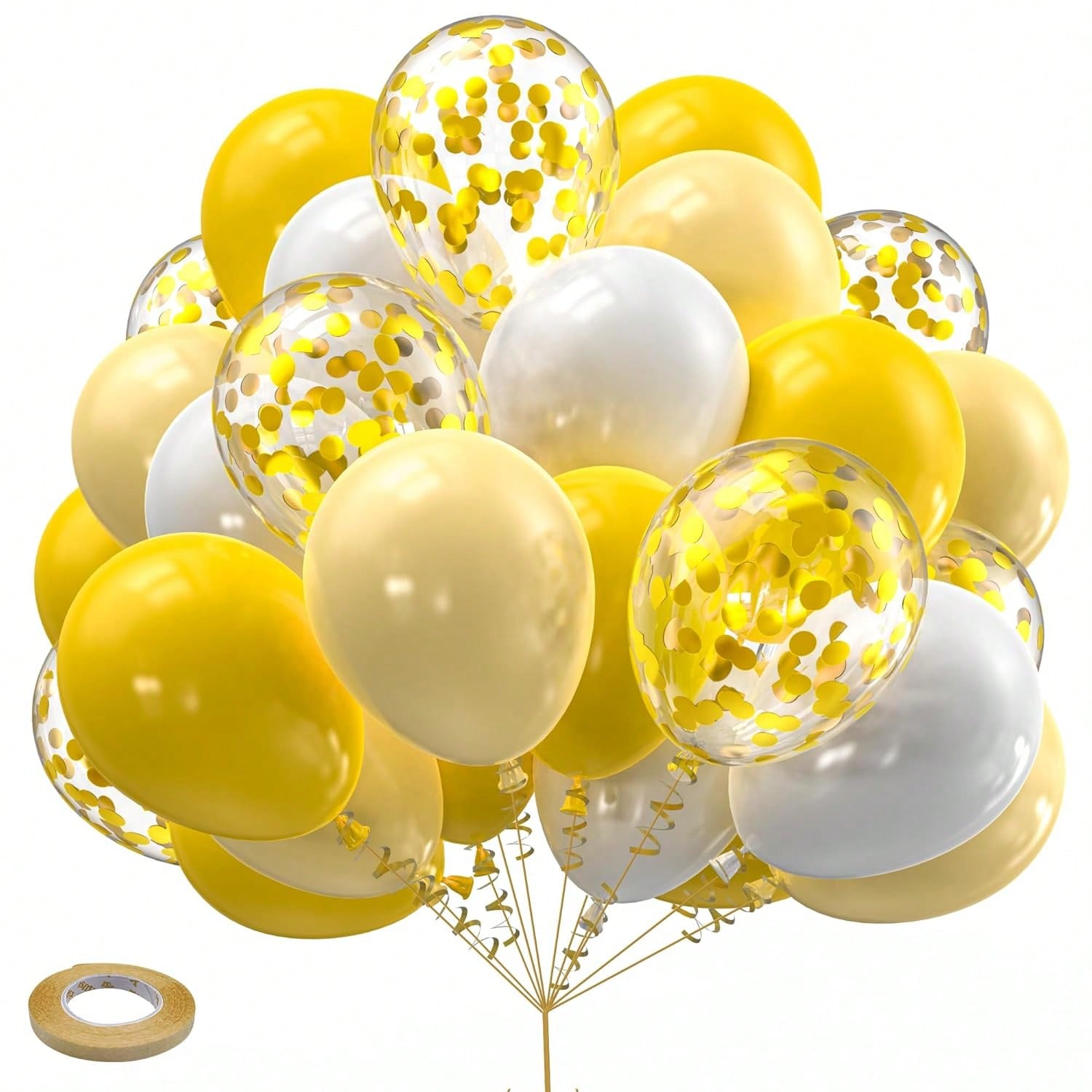 60PCS Yellow White Confetti 12 Inch Balloons Sunflower Party Decor