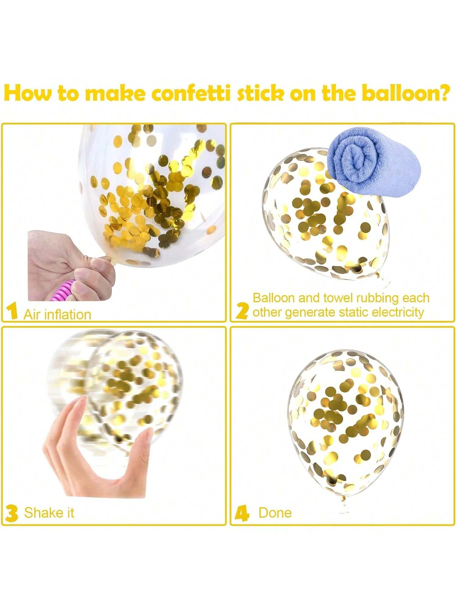 60PCS Yellow White Confetti 12 Inch Balloons Sunflower Party Decor