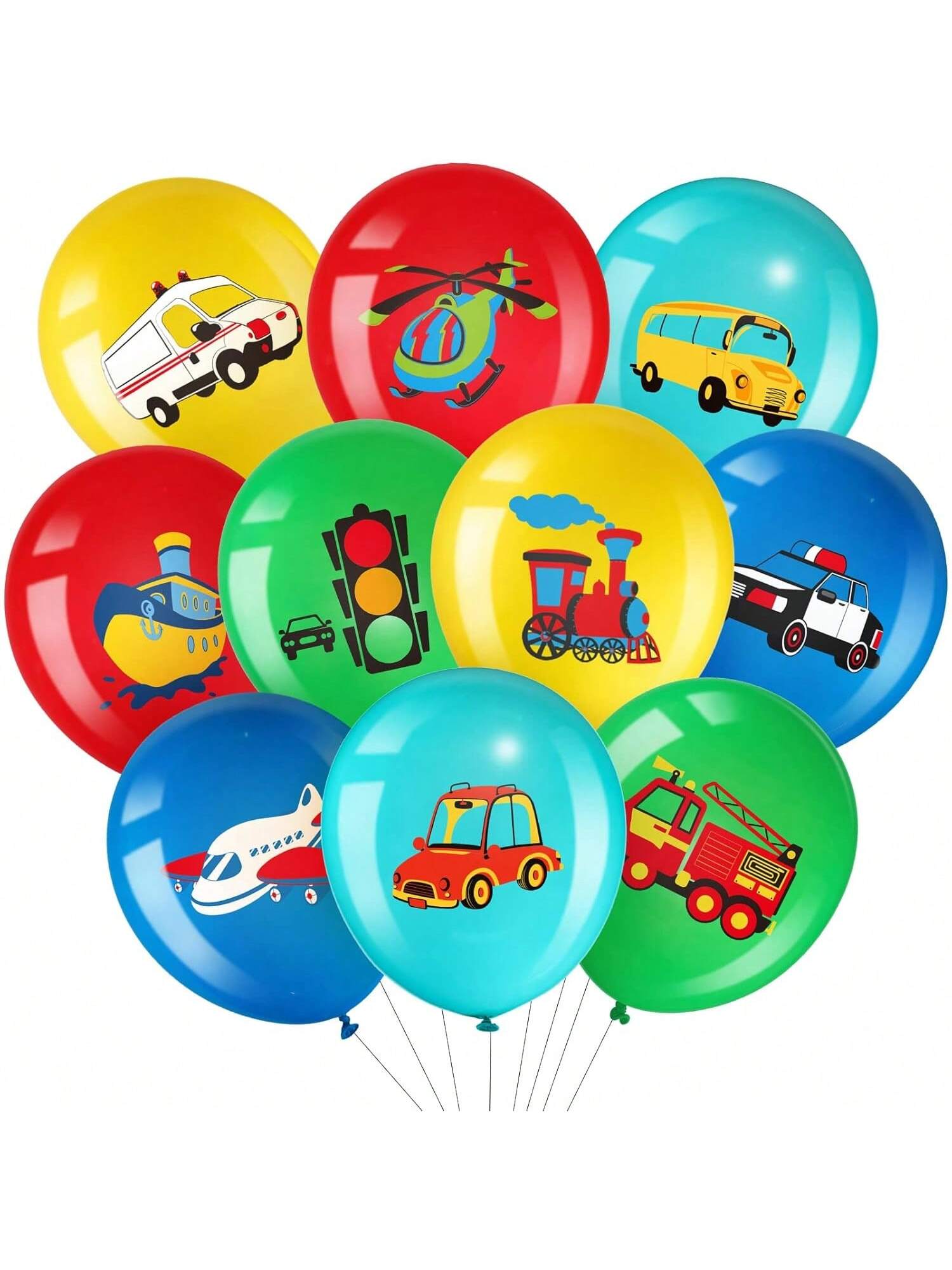 40pcs Transportation Party Balloons Vehicle Latex Decorations for Kids Birthday Shower