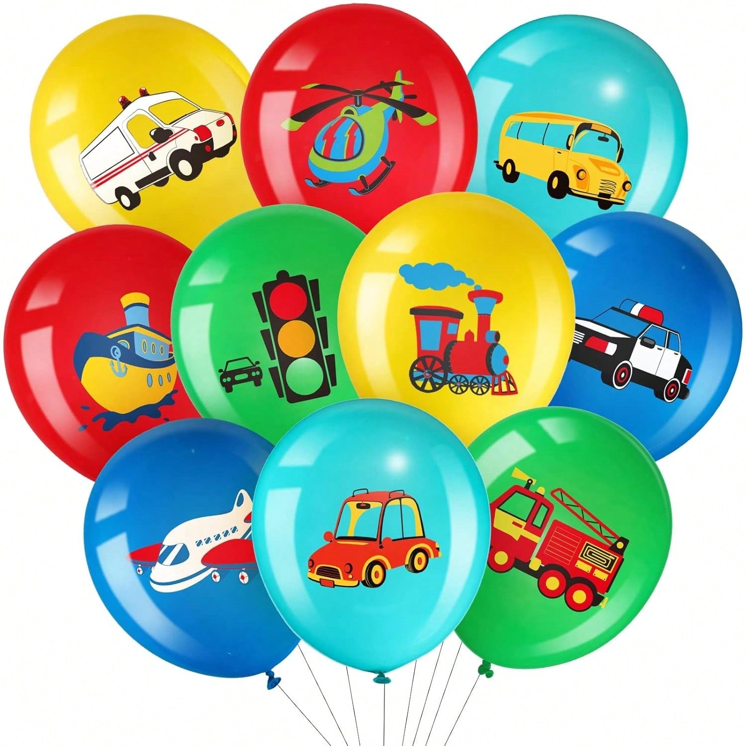 40pcs Transportation Party Balloons Vehicle Latex Decorations for Kids Birthday Shower