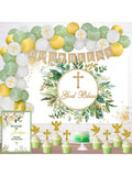 97PCS Baptism and Christening Decorations Balloon Garland Backdrop and Toppers