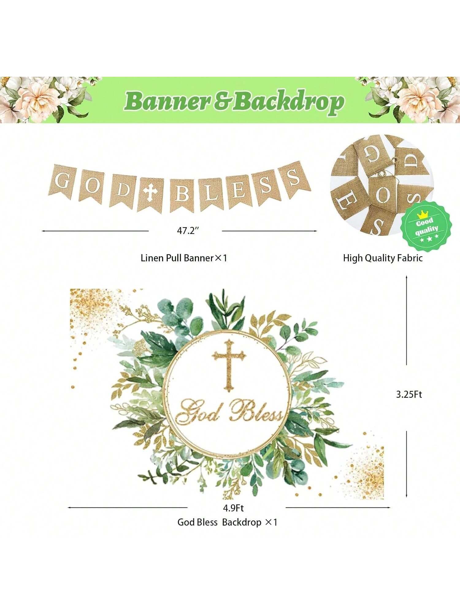 97PCS Baptism and Christening Decorations Balloon Garland Backdrop and Toppers