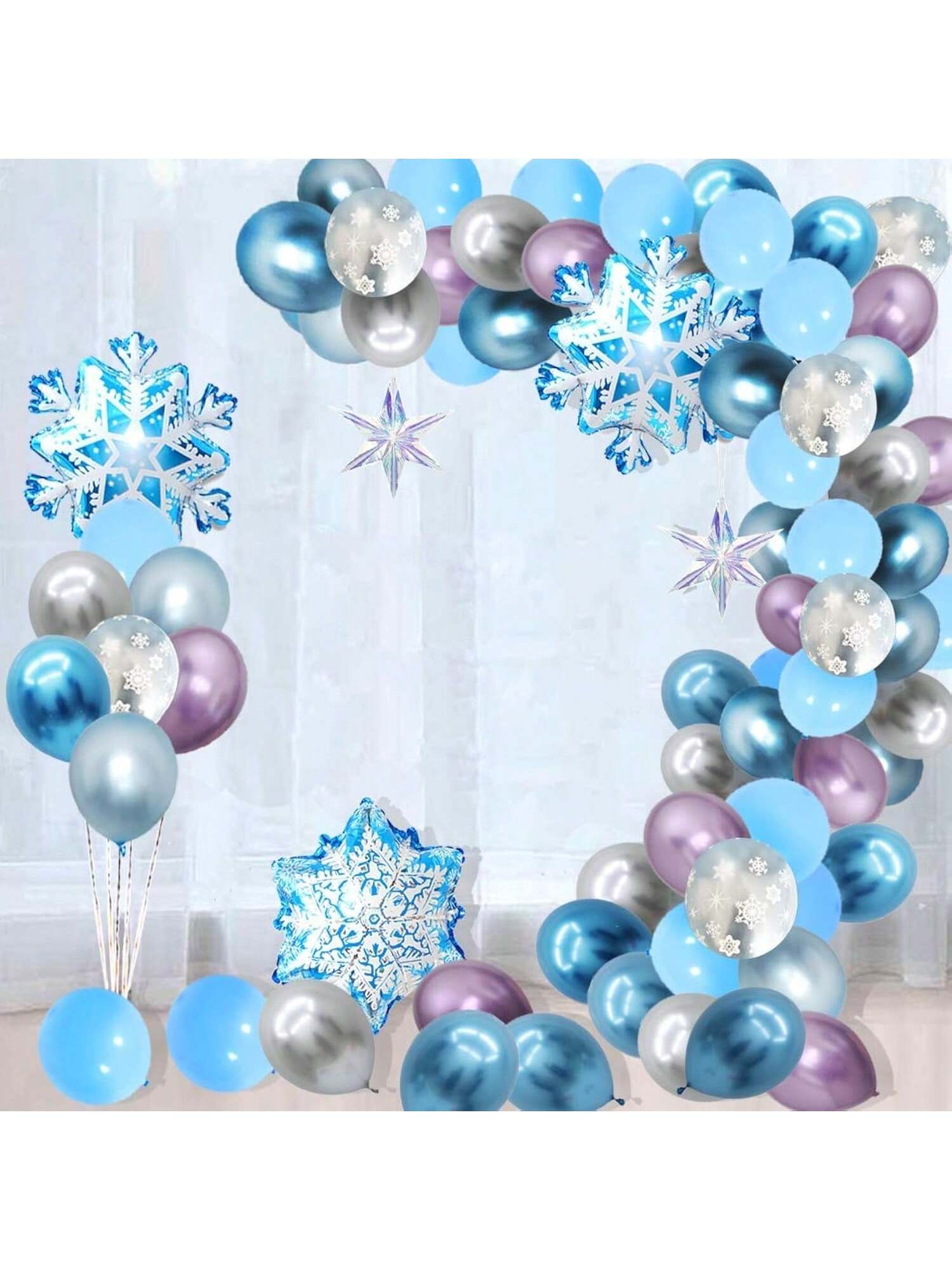 90pcs Snowflake Balloon Garland Arch Kit for Winter Wonderland & Party Decor