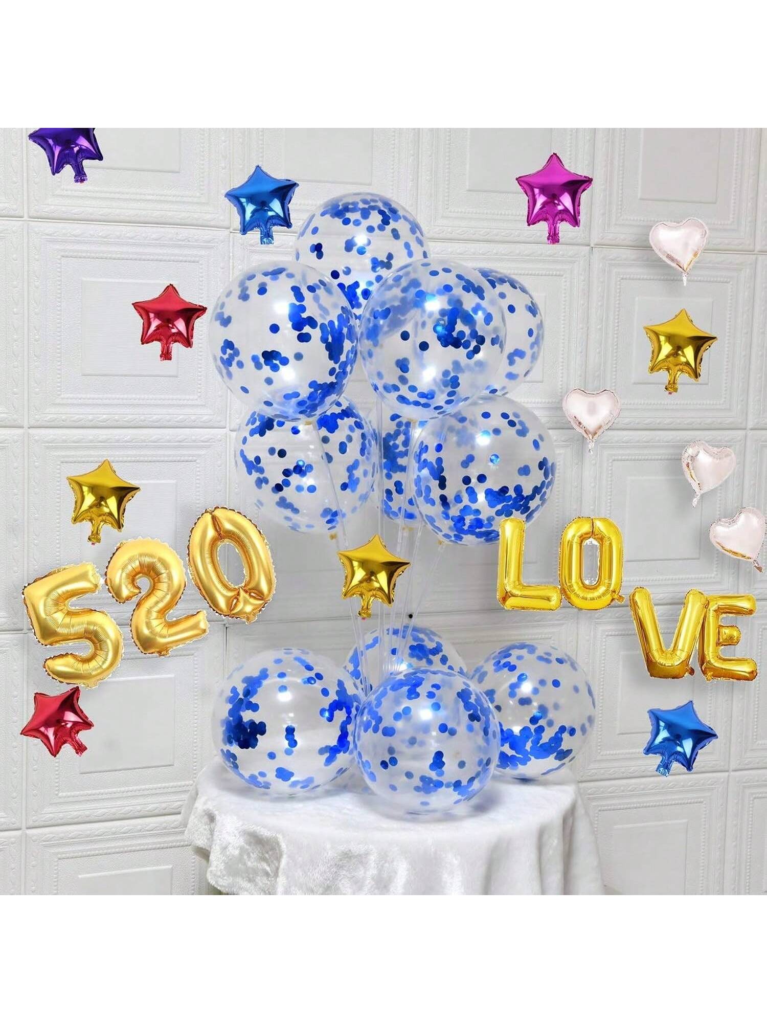50pcs Blue Confetti 12 Inch Latex Balloons for Birthday Wedding Party Decor