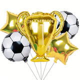 5-Piece Football Champion Star Foil Balloons for Birthday and Party Decor