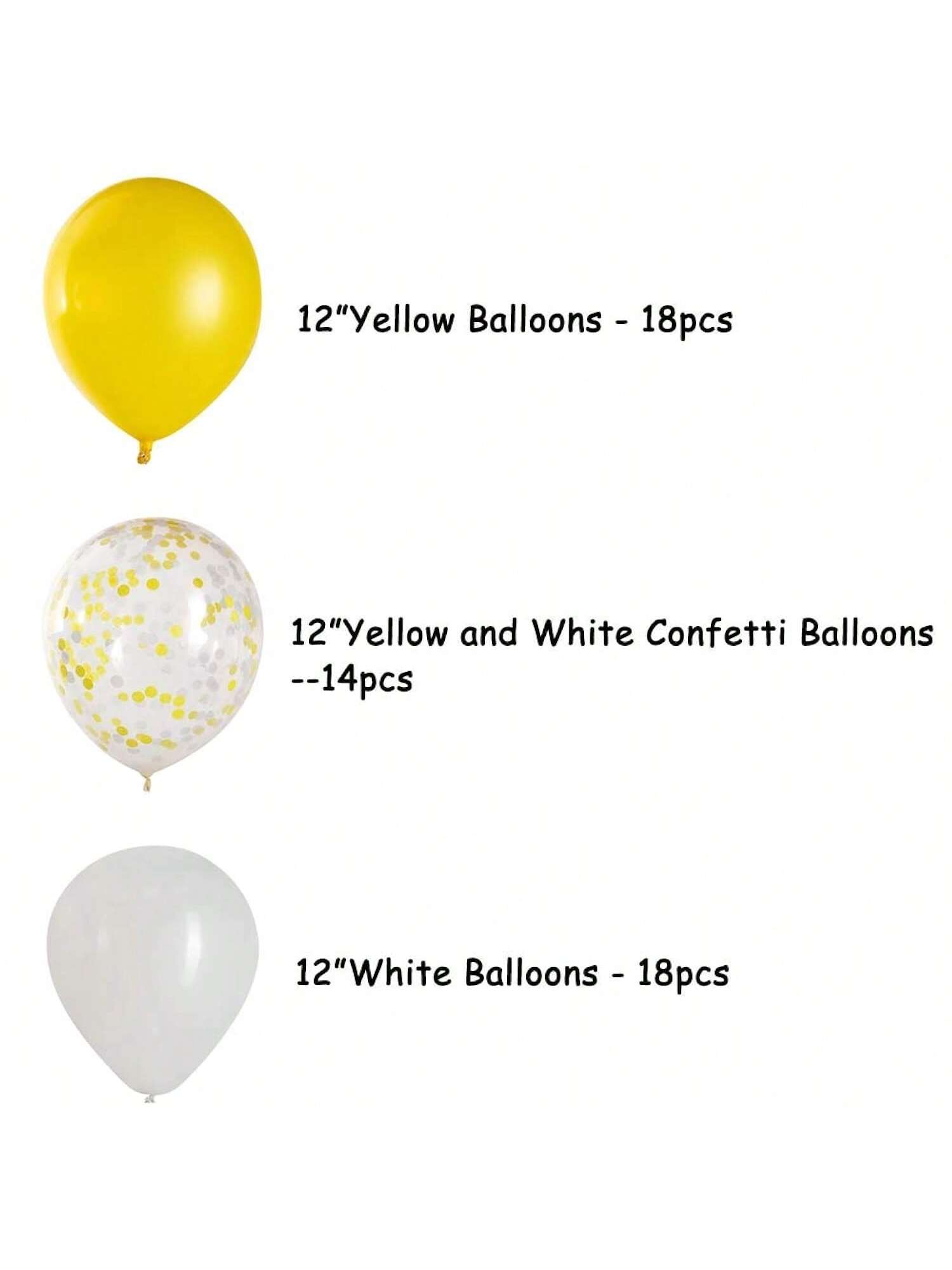 Yellow & White Balloons with Confetti for Sunflower Party Decorations