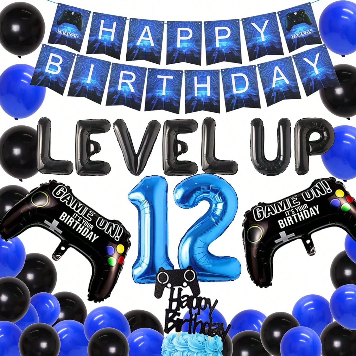 12th Birthday Video Game Party Decorations Controller Balloons Banner Topper